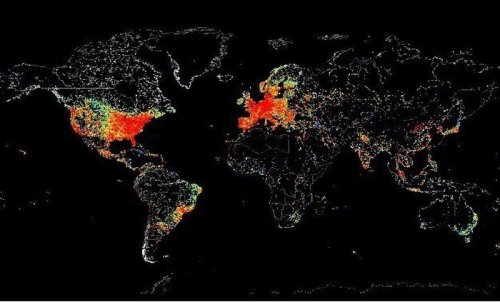 Графическая карта мира, демонстрирующая использование Интернета (5 фото)