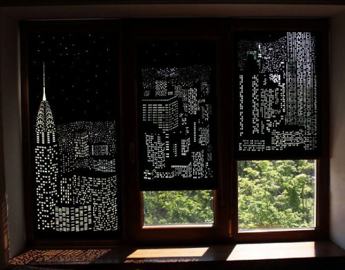 Перфорированные жалюзи, превращающие окно в потрясающую панораму ночного города (12 фото)
