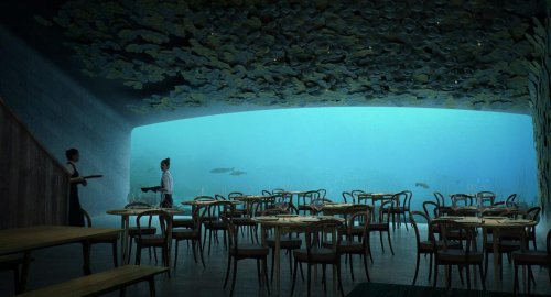 В первом в Европе подводном ресторане вы сможете отобедать на глубине почти 5 метров (5 фото)