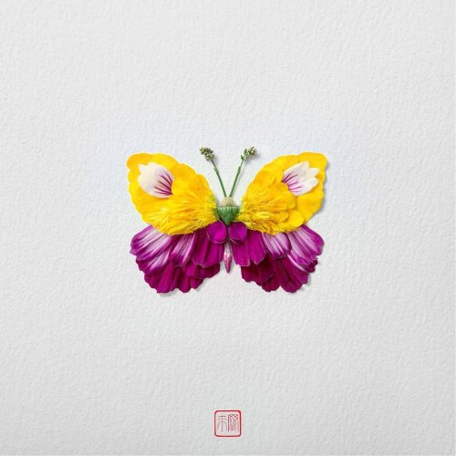 Цветочные бабочки, созданные художником Раку Иноуэ (13 фото)