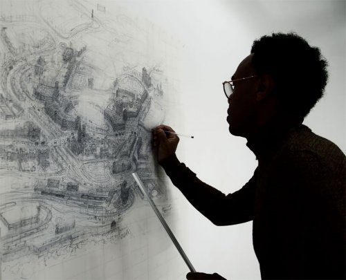 Художник рисует крупномасштабные детализированные городские пейзажи (11 фото)