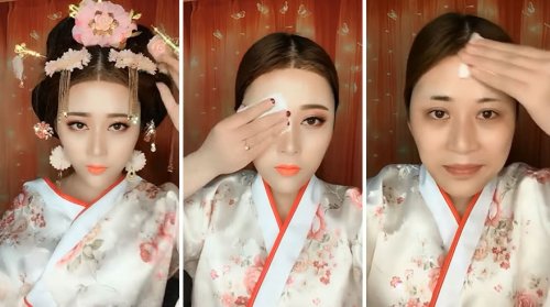 Невероятное преображение азиаток после снятия макияжа (21 фото + видео)