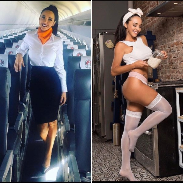 Новые фотографии стюардесс на работе и в социальных сетях (26 фото)