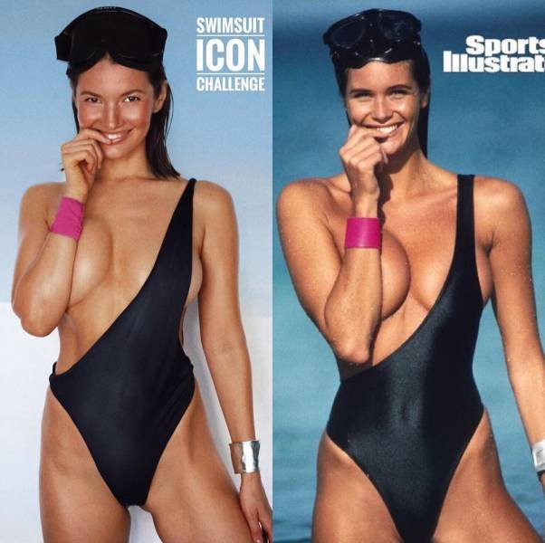 Участницы челленджа #SwimsuitIconChallenge воссоздают обложки журнала Sports Illustrated Swimsuit (23 фото)
