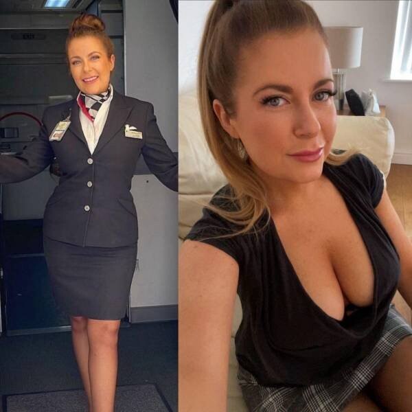 Стюардессы в униформе и без неё (20 фото)