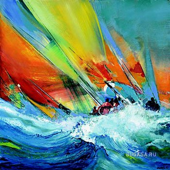Вода и лодки в картинах.