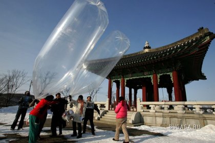 Акция с воздушными шарами в Южной Корее