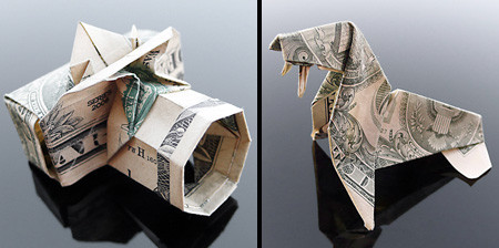 Оригами из долларовых купюр