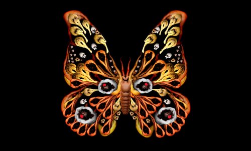 Цветы и бабочки из обнаженного тела