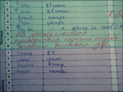 Смешные учительские записи в школьном дневнике