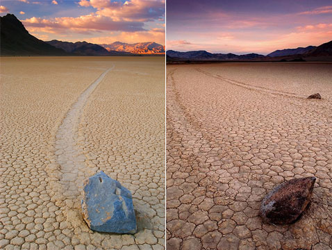 Движущиеся камни в калифорнийской Долине Смерти