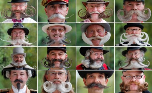Лица ежегодного конкурса на лучшие усы и бороду, проходящего во Франции