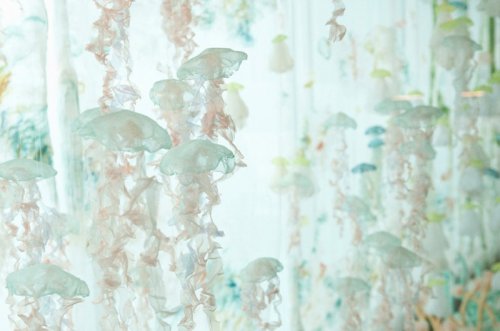 Безмятежные медузы в аквариуме в аэропорту Портленда