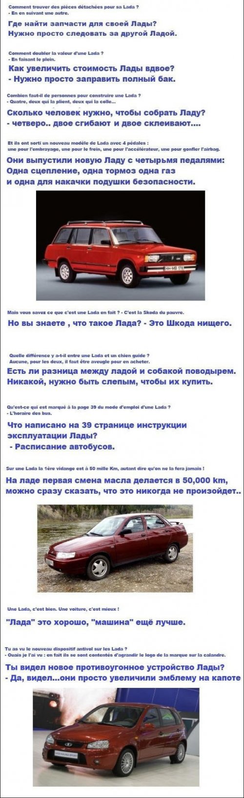 Французский юмор в вопросах и ответах про российский автомобиль Lada