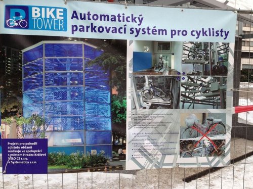 Роботизированная парковочная башня для велосипедов в Чехии