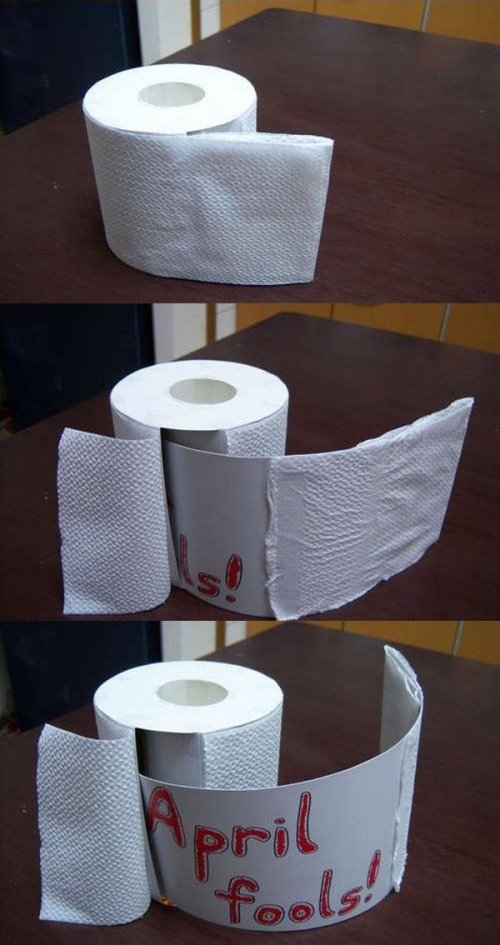 Первоапрельская шутка с туалетной бумагой (6 фото)