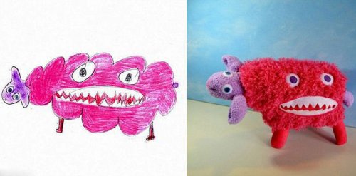 Уникальные мягкие игрушки, сшитые по детским рисункам (24 фото)