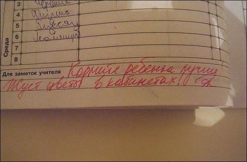 Весёлые записи в школьных дневниках и тетрадках (27 фото)