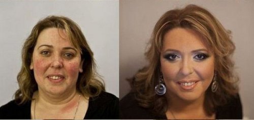 Женщины до и после нанесения макияжа (12 фото)