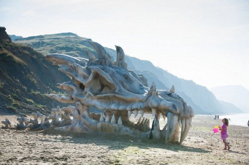 Огромный череп дракона на английском пляже (9 фото)