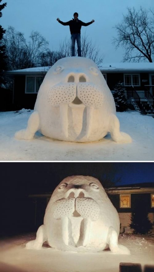 13 Самых прикольных снежных скульптур во дворе