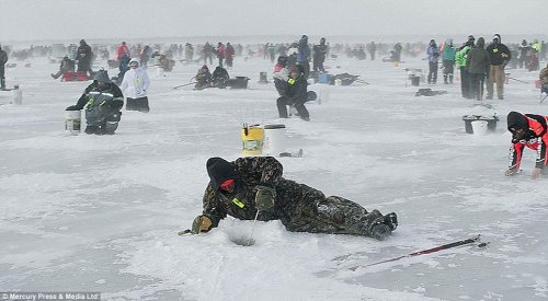 На американском озере Галл стартует крупнейший ледовый турнир по рыбной ловле (8 фото)