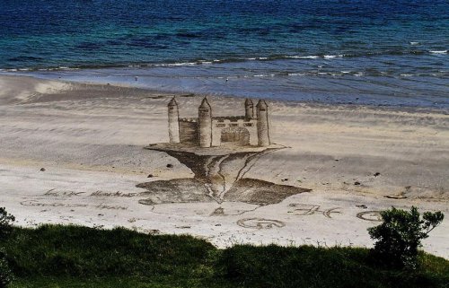 Впечатляющие трёхмерные рисунки на песке от Джейми Харкинса (10 фото + видео)