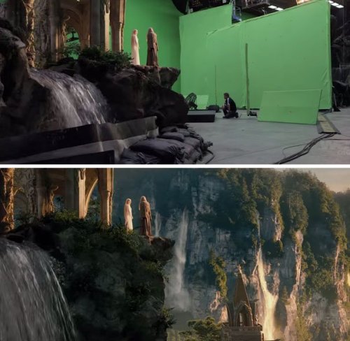 Кадры из известных фильмов и сериалов до и после добавления спецэффектов (44 фото)