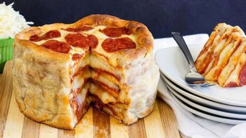 Многослойная пицца-пирог своими руками (6 фото)