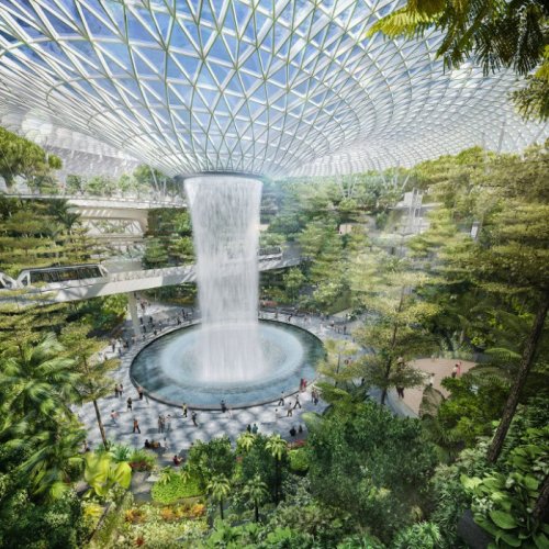 В аэропорту Сингапура построят огромную оранжерею с водопадом (5 фото)