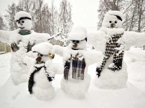 Снеговики и снежные бабы на любой вкус (14 фото)