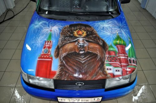 Патриотичный автомобиль, разрисованный для отца-пограничника (15 фото)