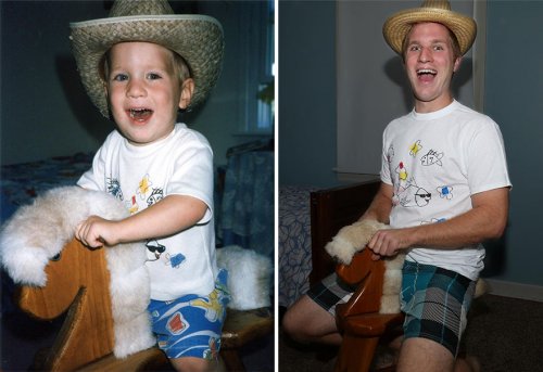 Трое братьев воспроизвели свои детские фотографии в подарок матери (18 фото)
