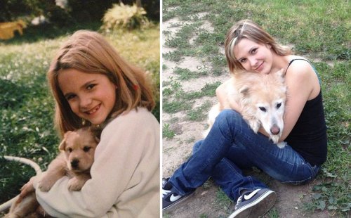 Собаки в серии фотографий "тогда и сейчас" (32 фото)