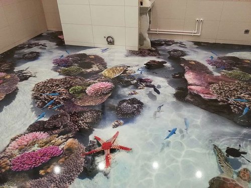 3D-полы, превращающие ванную в океан (9 фото)