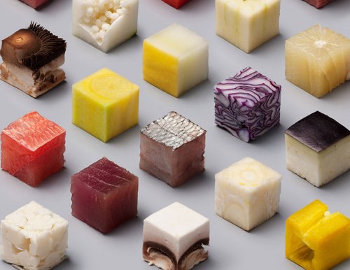Идеальные кубики из продуктов питания (6 фото)