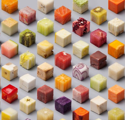 Идеальные кубики из продуктов питания (6 фото)