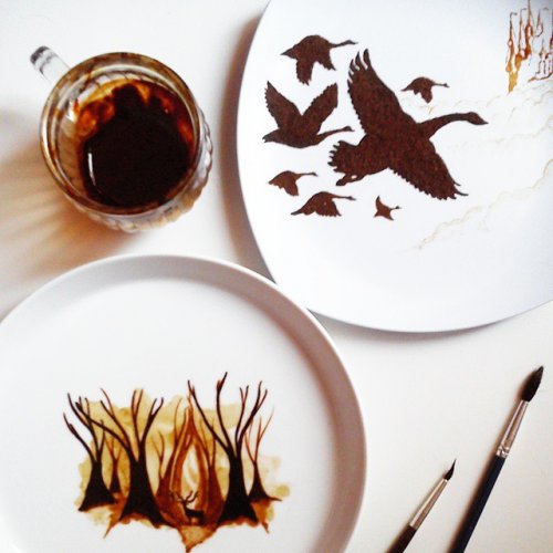 Кофейные рисунки индонезийского художника Чидак аль-Низара (17 фото)