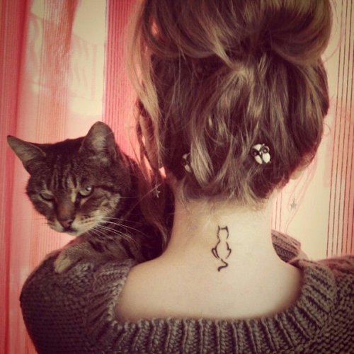 Минималистичные татуировки с кошками (36 фото)