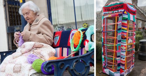 104-летняя британка украшает свой город вязаными изделиями (7 фото + видео)