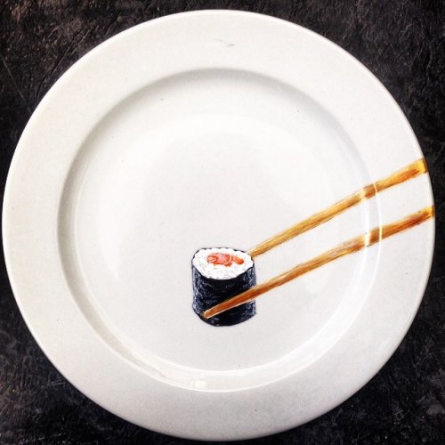 Реалистичные блюда на тарелках от Жаклин Пуарье (17 фото)
