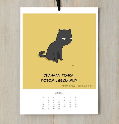 Кошачий календарь на 2016-ый год (12 фото)