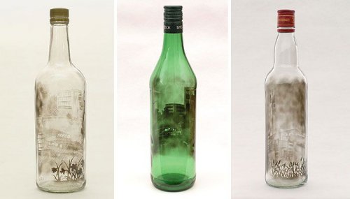 Рисунки в бутылках, созданные с помощью дыма (11 фото)