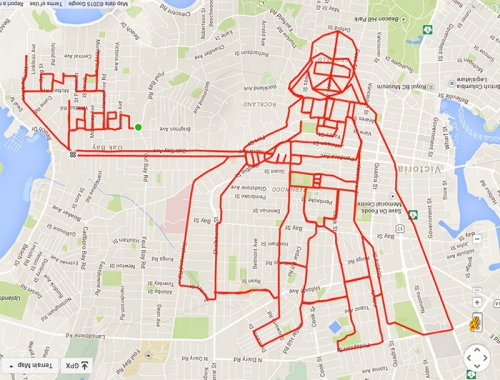 Велосипедист "рисует" на карте города картинки с помощью GPS (18 фото)