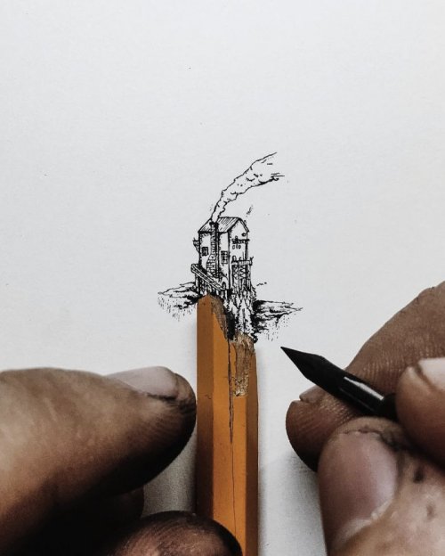Миниатюрные карандашные рисунки, созданные Кристианом Уотсоном (9 фото)