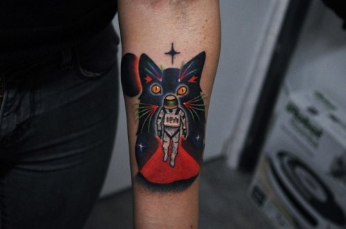 Татуировки для любителей котиков и космоса (19 фото)
