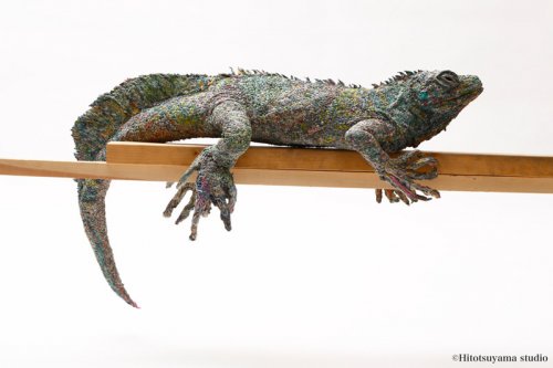 Японская художница Чие Хитоцуяма делает скульптуры животных из газет (16 фото)