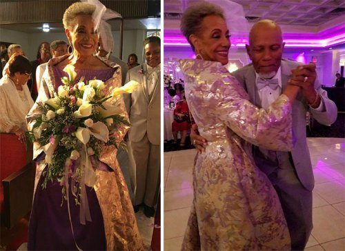 86-летняя невеста вышла замуж в потрясающем платье собственного дизайна (5 фото)