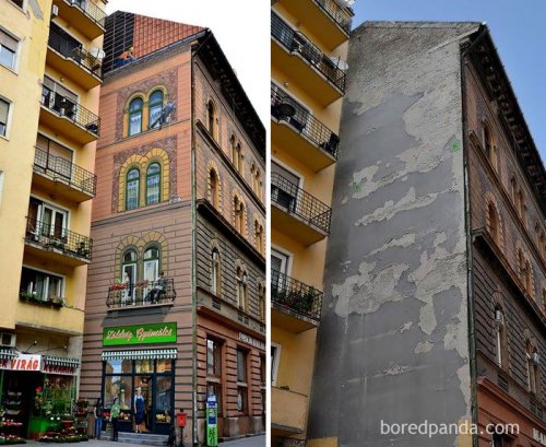 Улицы до и после стрит-арт перевоплощения (22 фото)