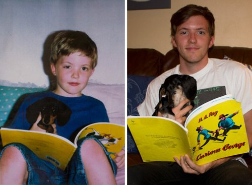 Фотографии собак "до и после", выросших вместе со своими владельцами (34 фото)